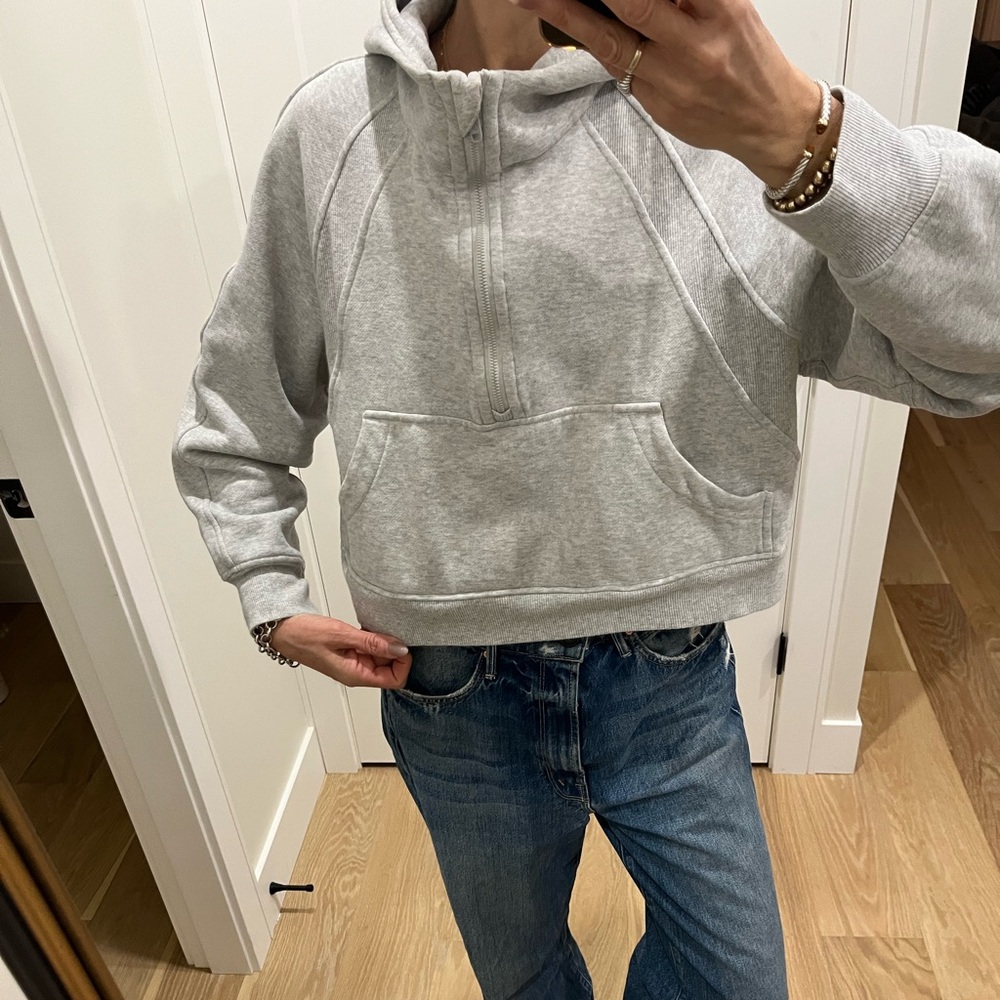 Scuba cropped 3/4 zip hoodie